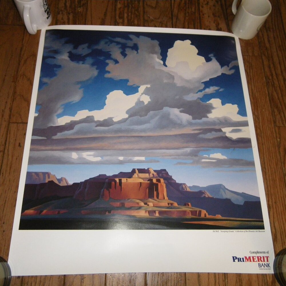 Vintage Promotional Poster Print Sweeping Clouds by Ed Mell Phoenix Art Museum